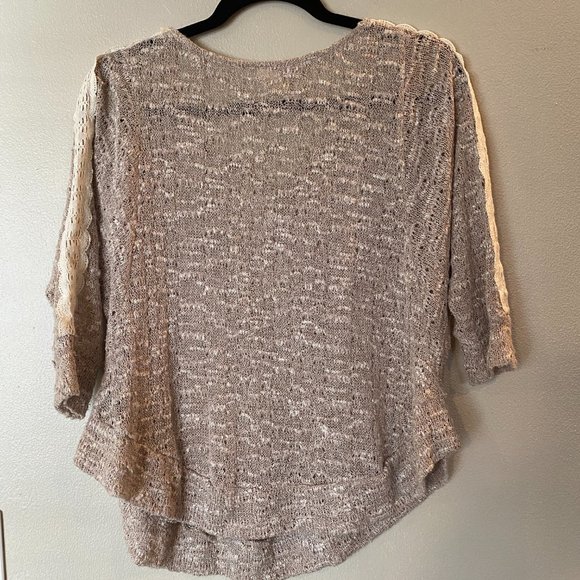 Anthropologie Meadow Rue Crochet Taupe Crochet Lace Pullover Sweater  XS - Picture 8 of 12